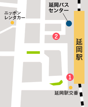 延岡駅バスのりば案内図