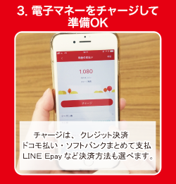 3.電子マネーをチャージして 準備OK